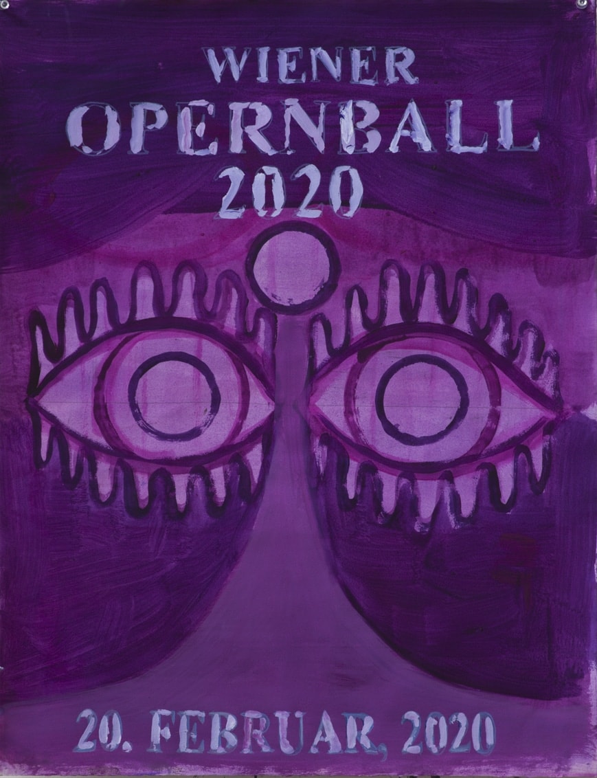 Hubert Schmalix Originalentwurfe Zum Plakat Und Facher Des Wiener Opernballs 2020 Smolka Contemporary